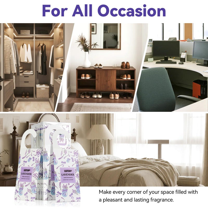 MYARO 12 Packs Lavender Hanging Closet Air Freshener Long Lasting Drawer Deodorizer Smell Good Potpourri Scented Sachet for Home House - Image 3